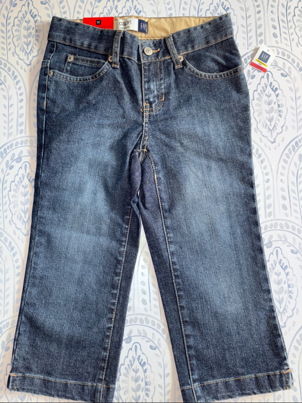 GAP kids Y2K  Dark Blue Denim Capri Stretch Jeans Size 7 NWT